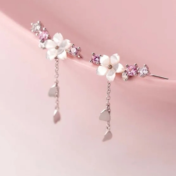 Flower Blossom Dangle Earrings - Picture 2 of 8